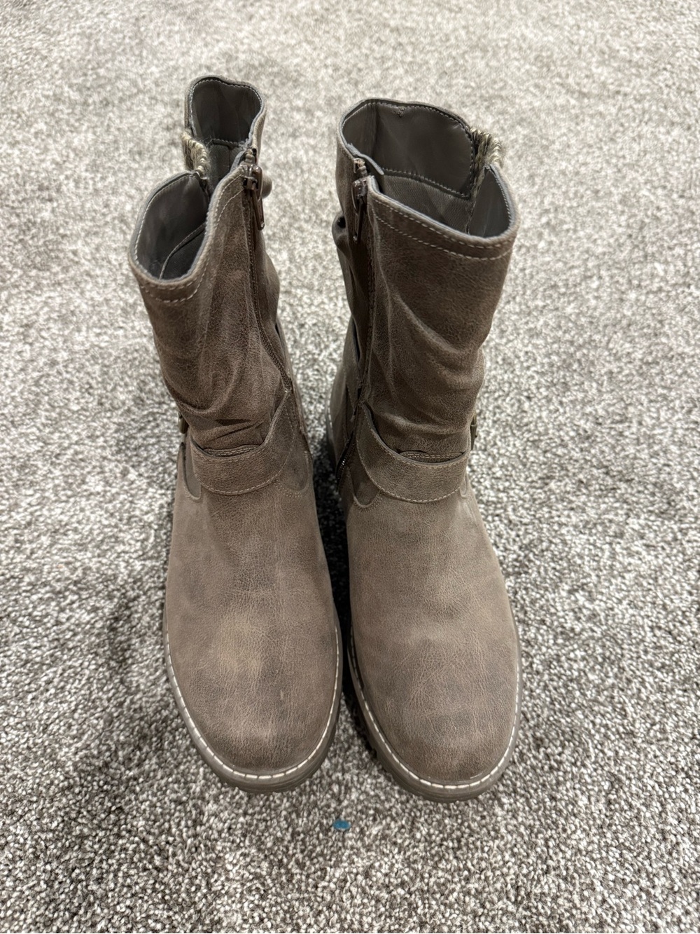 Cliffs by WHITE MOUNTAIN Taupe Mid-Calf Zip Heeled Boots
